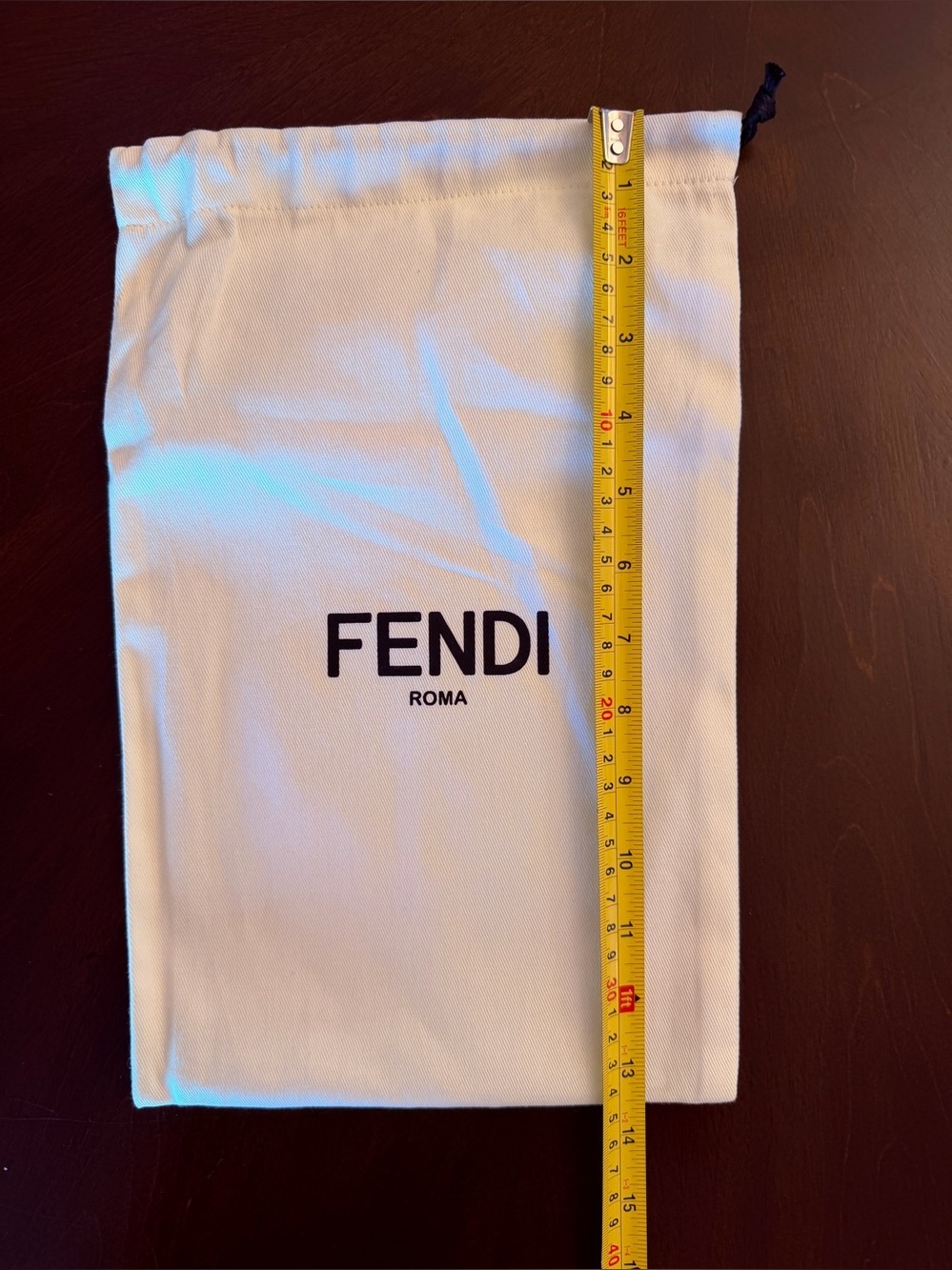 Fendi White Drawstring Logo Pouch